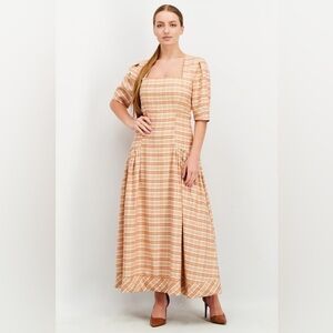 Jonathan Simkhai Greer Tailored Plaid Button-Front Maxi Dress, Size 6 NWT $595